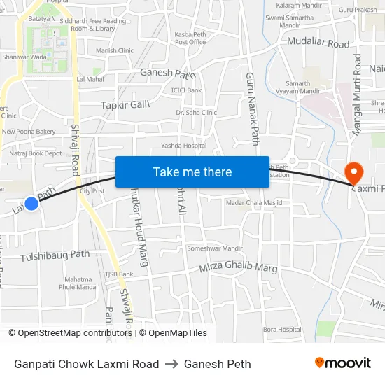 Ganpati Chowk Laxmi Road to Ganesh Peth map