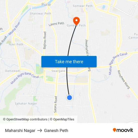 Maharshi Nagar to Ganesh Peth map