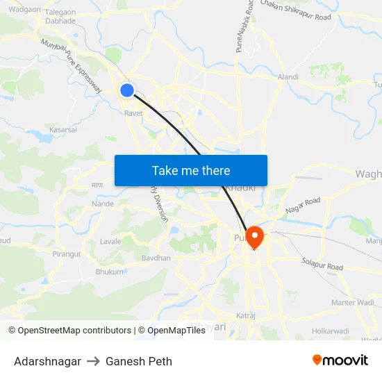 Adarshnagar to Ganesh Peth map