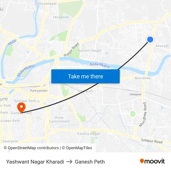 Yashwant Nagar Kharadi to Ganesh Peth map