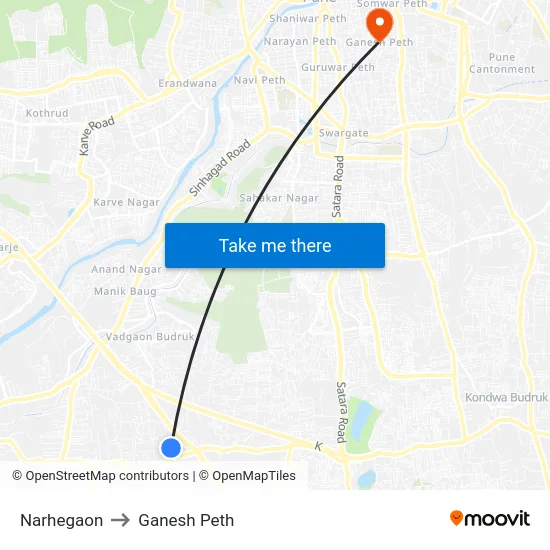Narhegaon to Ganesh Peth map