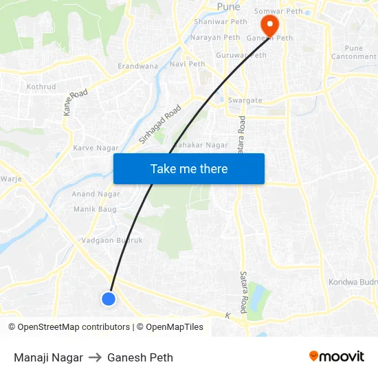 Manaji Nagar to Ganesh Peth map
