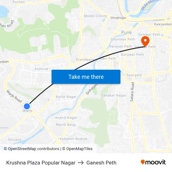 Krushna Plaza Popular Nagar to Ganesh Peth map