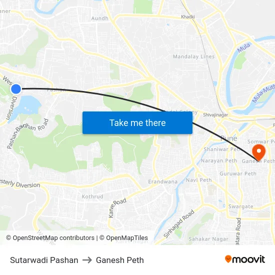 Sutarwadi Pashan to Ganesh Peth map