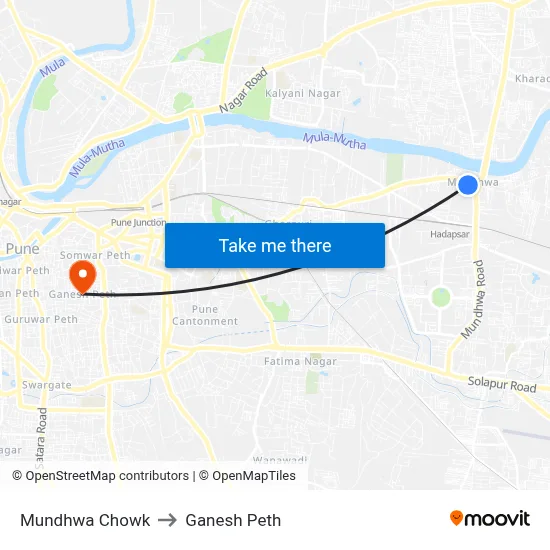 Mundhwa Chowk to Ganesh Peth map