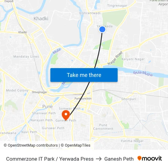 Commerzone IT Park / Yerwada Press to Ganesh Peth map