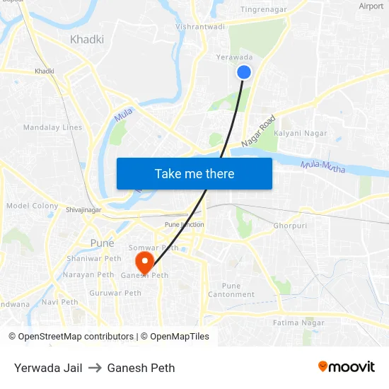 Yerwada Jail to Ganesh Peth map