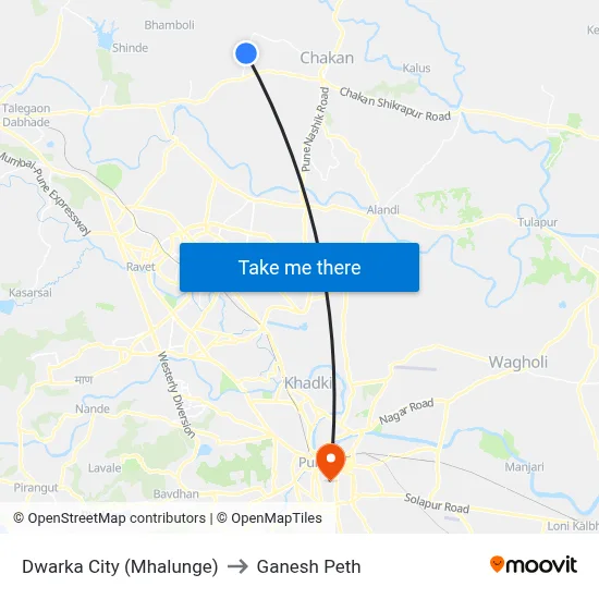 Dwarka City (Mhalunge) to Ganesh Peth map