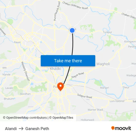 Alandi to Ganesh Peth map