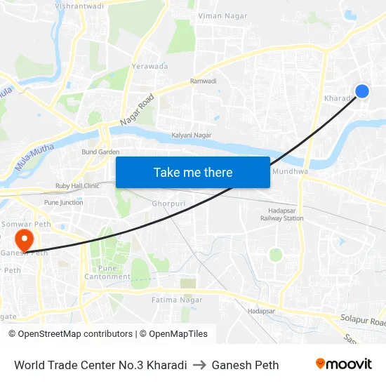 World Trade Center No.3 Kharadi to Ganesh Peth map