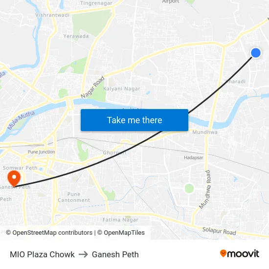 MIO Plaza Chowk to Ganesh Peth map