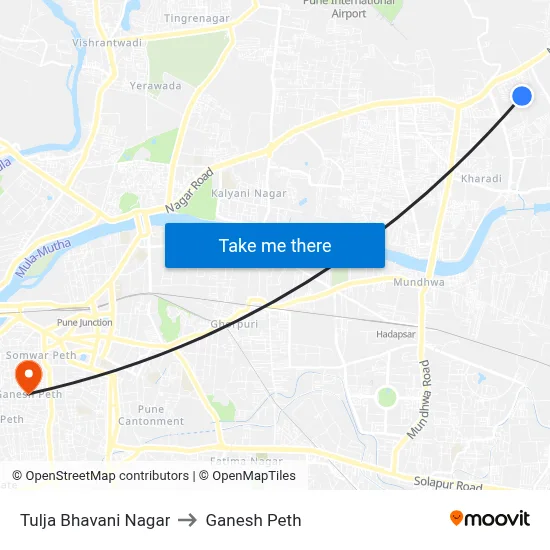 Tulja Bhavani Nagar to Ganesh Peth map