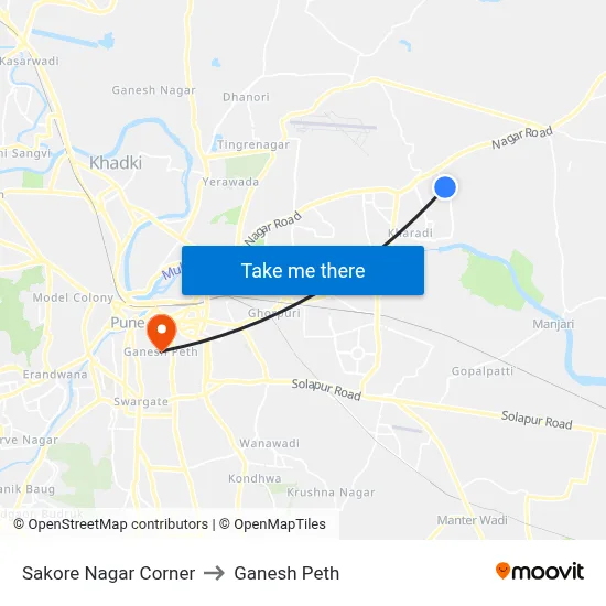 Sakore Nagar Corner to Ganesh Peth map