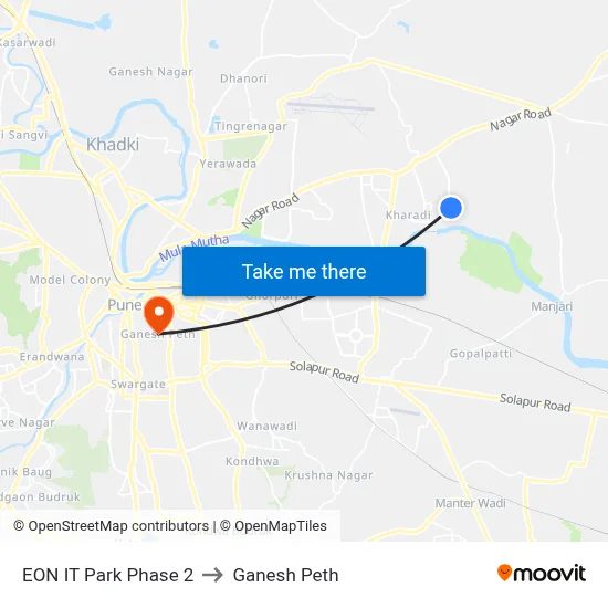 EON IT Park Phase 2 to Ganesh Peth map