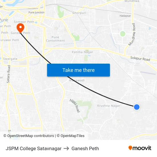 JSPM College Satavnagar to Ganesh Peth map