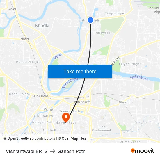 Vishrantwadi BRTS to Ganesh Peth map