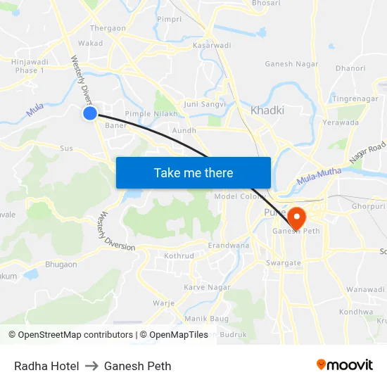 Radha Hotel to Ganesh Peth map