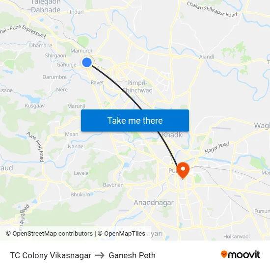 TC Colony Vikasnagar to Ganesh Peth map