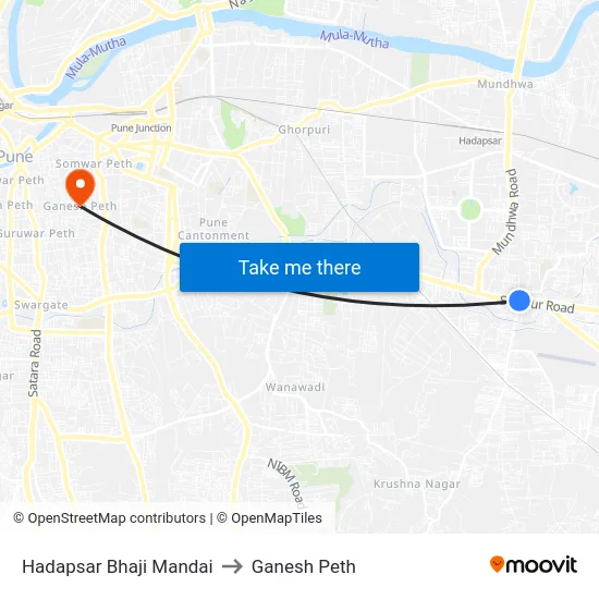 Hadapsar Bhaji Mandai to Ganesh Peth map