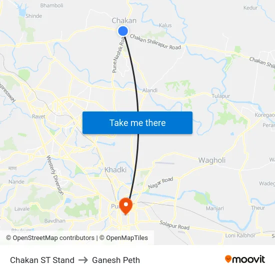 Chakan ST Stand to Ganesh Peth map