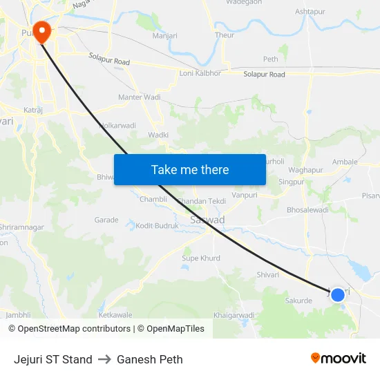 Jejuri ST Stand to Ganesh Peth map