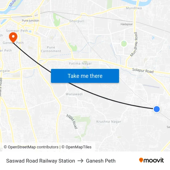 Saswad Road Railway Station to Ganesh Peth map