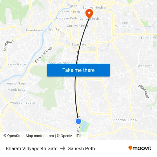 Bharati Vidyapeeth Gate to Ganesh Peth map