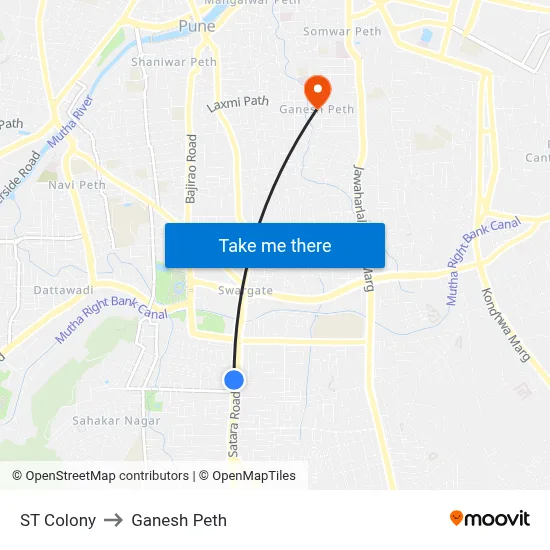 ST Colony to Ganesh Peth map