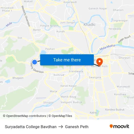Suryadatta College Bavdhan to Ganesh Peth map