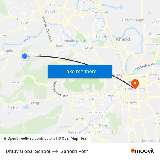 Dhruv Global School to Ganesh Peth map