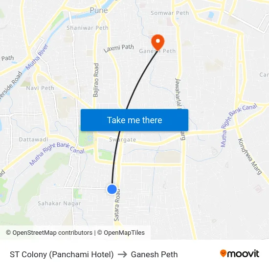 ST Colony (Panchami Hotel) to Ganesh Peth map