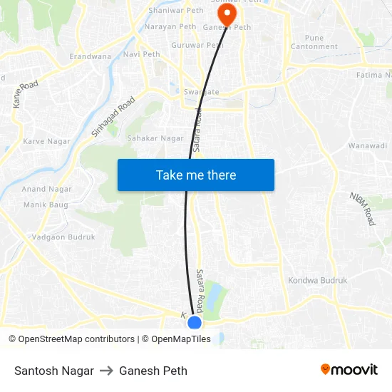 Santosh Nagar to Ganesh Peth map