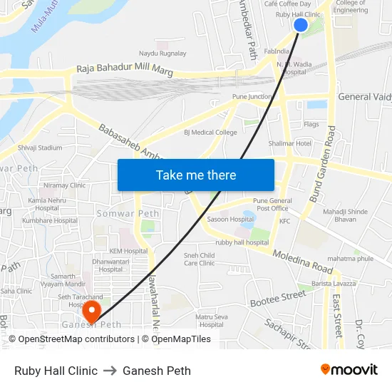 Ruby Hall Clinic to Ganesh Peth map