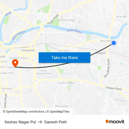 Keshav Nagar Pul to Ganesh Peth map