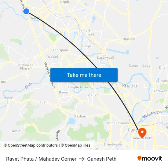 Ravet Phata / Mahadev Corner to Ganesh Peth map