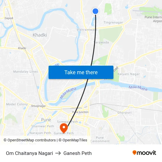 Om Chaitanya Nagari to Ganesh Peth map