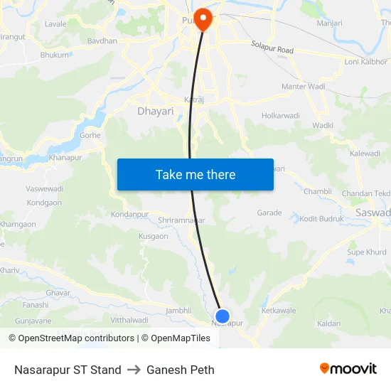 Nasarapur ST Stand to Ganesh Peth map