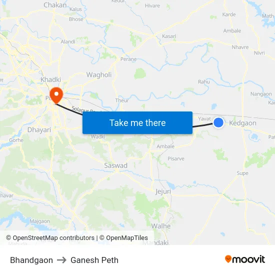 Bhandgaon to Ganesh Peth map