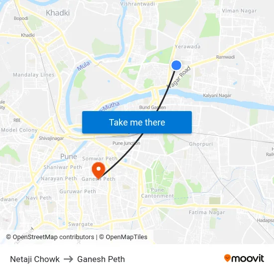 Netaji Chowk to Ganesh Peth map
