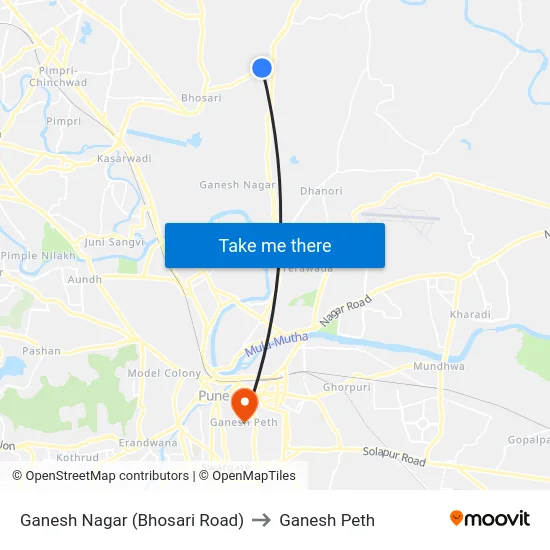 Ganesh Nagar (Bhosari Road) to Ganesh Peth map