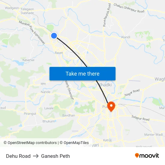 Dehu Road to Ganesh Peth map