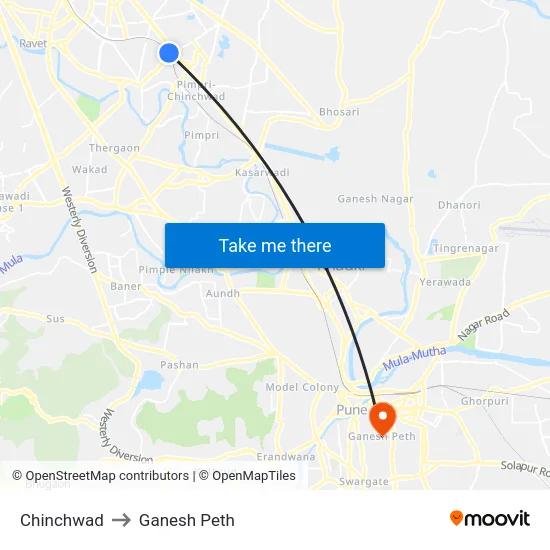 Chinchwad to Ganesh Peth map