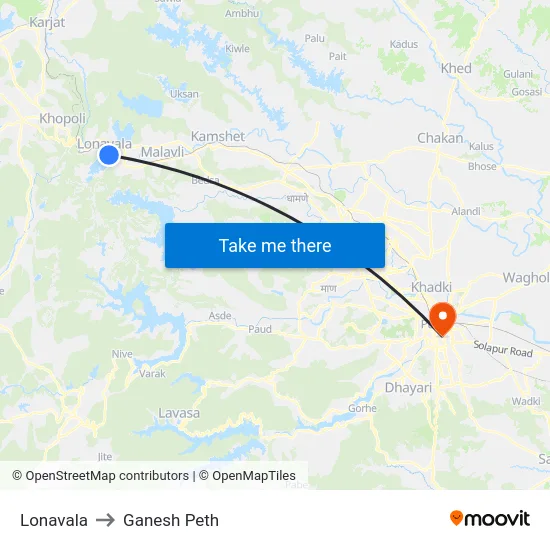 Lonavala to Ganesh Peth map