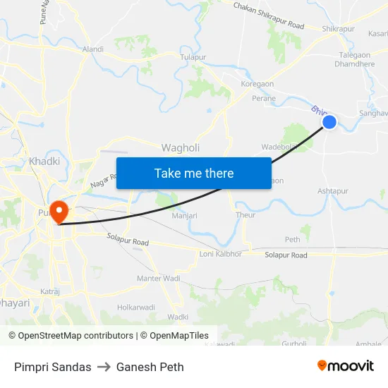 Pimpri Sandas to Ganesh Peth map