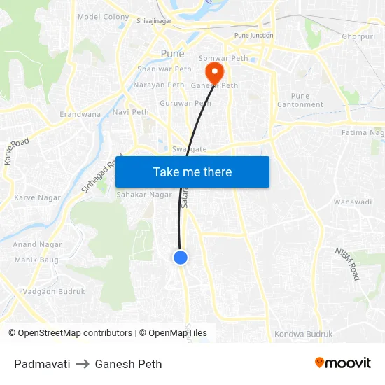 Padmavati to Ganesh Peth map
