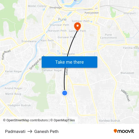 Padmavati to Ganesh Peth map
