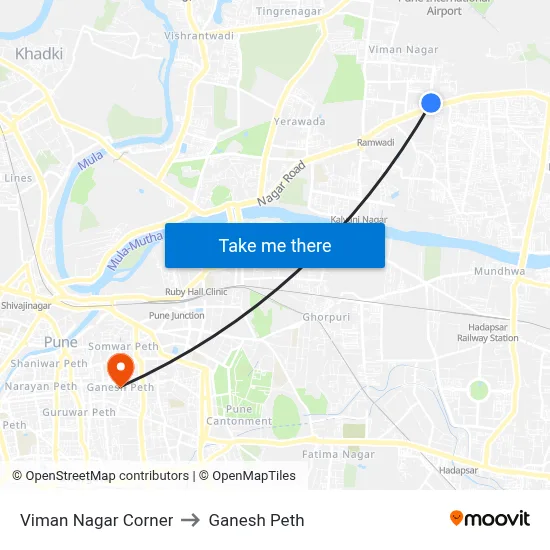 Viman Nagar Corner to Ganesh Peth map