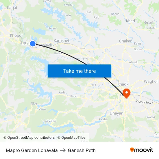 Mapro Garden Lonavala to Ganesh Peth map