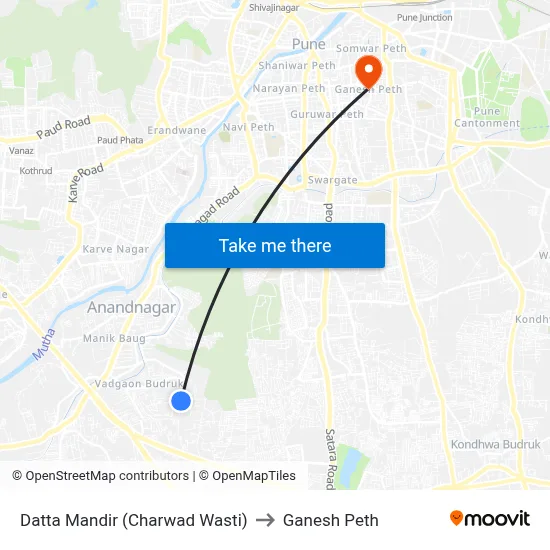 Datta Mandir (Charwad Wasti) to Ganesh Peth map