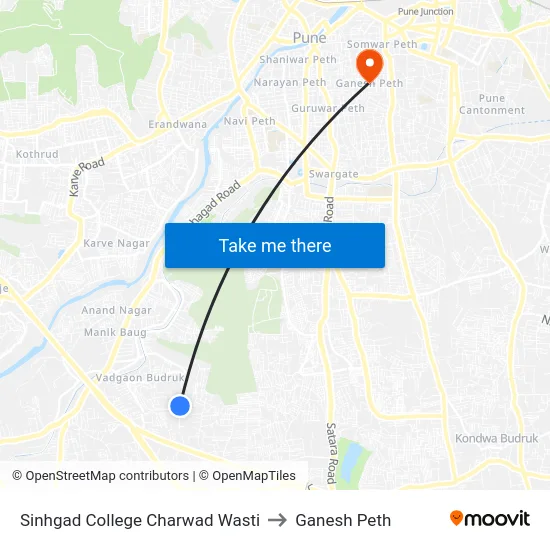 Sinhgad College Charwad Wasti to Ganesh Peth map